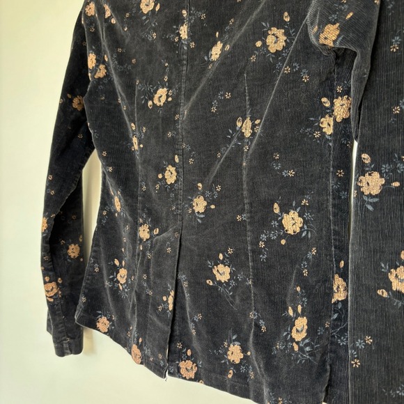 Vintage Women's Small Floral Corduroy Jacket Button Pockets Casual Fall Coat - Picture 12 of 15
